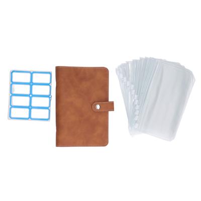 Peněženka na hotovost A6 Přenosná velikost PU kůže 6 předděrovaných děr Rozpočtová peněženka s 12 průhlednými kapsami na zip Malé štítky