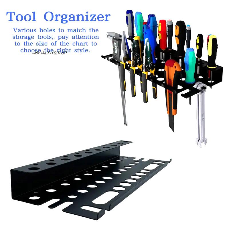 Wall Mounted Metal Tool Storage Rack Organizer - Screwdrivers Hammer Pliers Workbench Small Tool Holder for Workshop