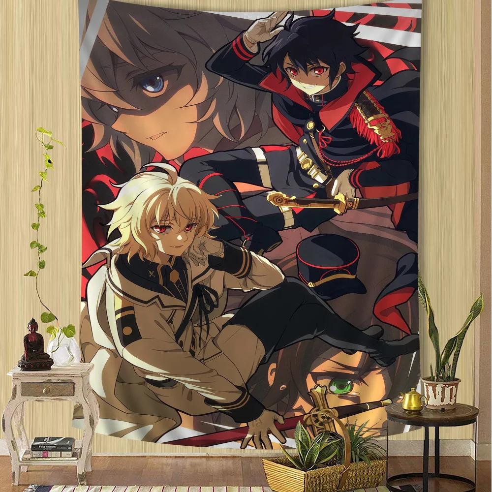 Anime Seraph of The End Printed Large Wall Tapestry Hanging Tarot Hippie Wall Rugs Dorm Home Decor