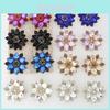Fashion Alloy Flower Water Crystal Earrings With Geometric Design For Ladies