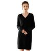 2024 Autumn Winter Women's V-Neck Cashmere Long Sleeve Sweater and Mid-Length Wool Skirt Set