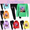 Kpop Demon Hunters Pattern Kids Pajama Set Cotton Long Sleeve Hooded Top And Pants