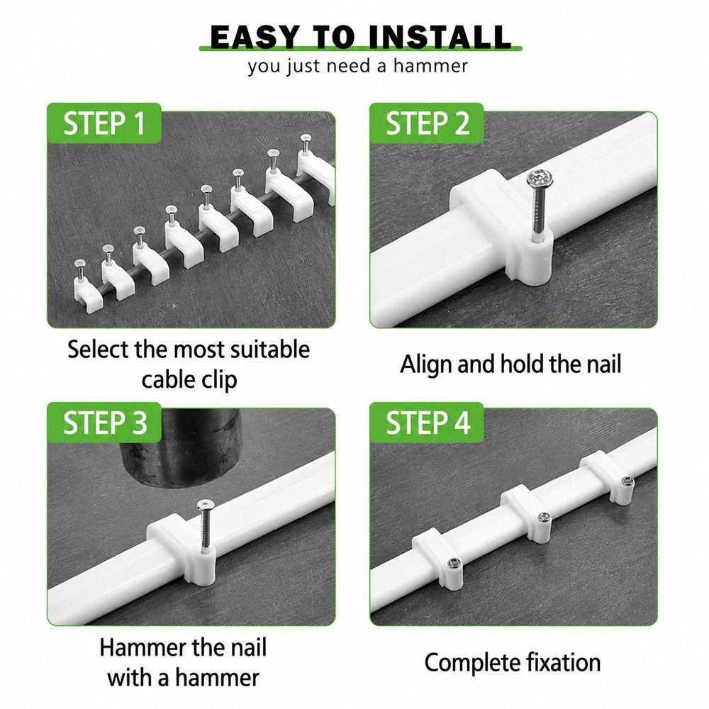 100Pcs Steel Nails Cable Clips 4-20mm Cable Tacks Durable Nail In Cable Clips  for Ethernet Cable