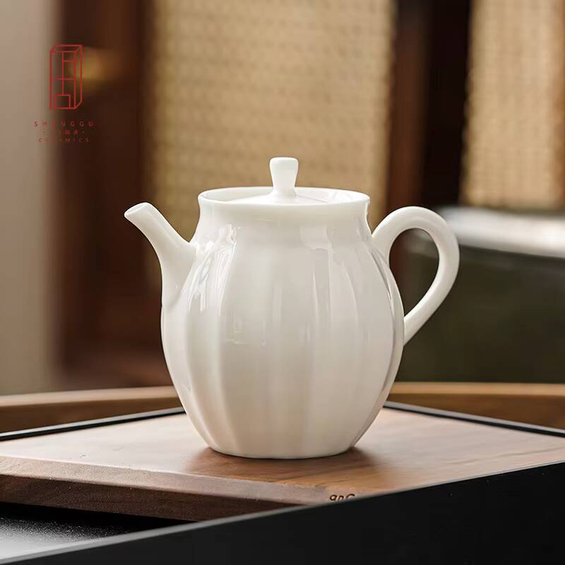 

160ml Boutique Mutton Fat Jade White Porcelain Literati Xi Shi Pot Handmade Household Kungfu Tea Set Tea Ceremony Drinkware Gift