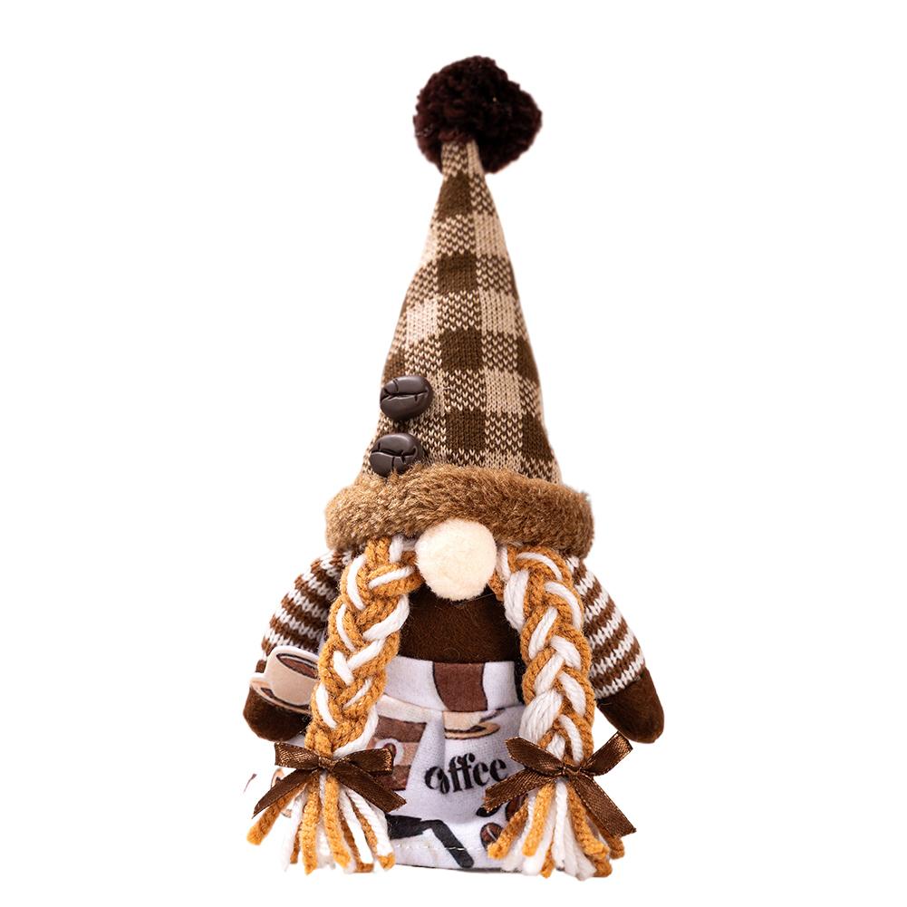 Coffee Gnome Ornament Home Decor Knit Handmade Soft Plush Faceless Dolls Ornaments For Christmas Winter Spring Decoration