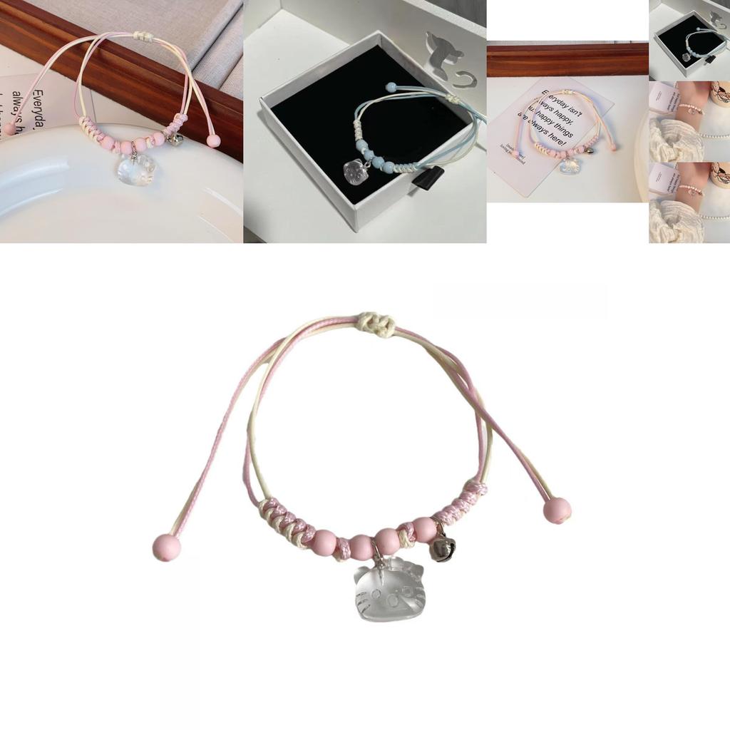 Stylish Handwoven Cat-themed Bracelets For Women In Gorgeous Pink And Blue Perfect For Summer And Gift Giving