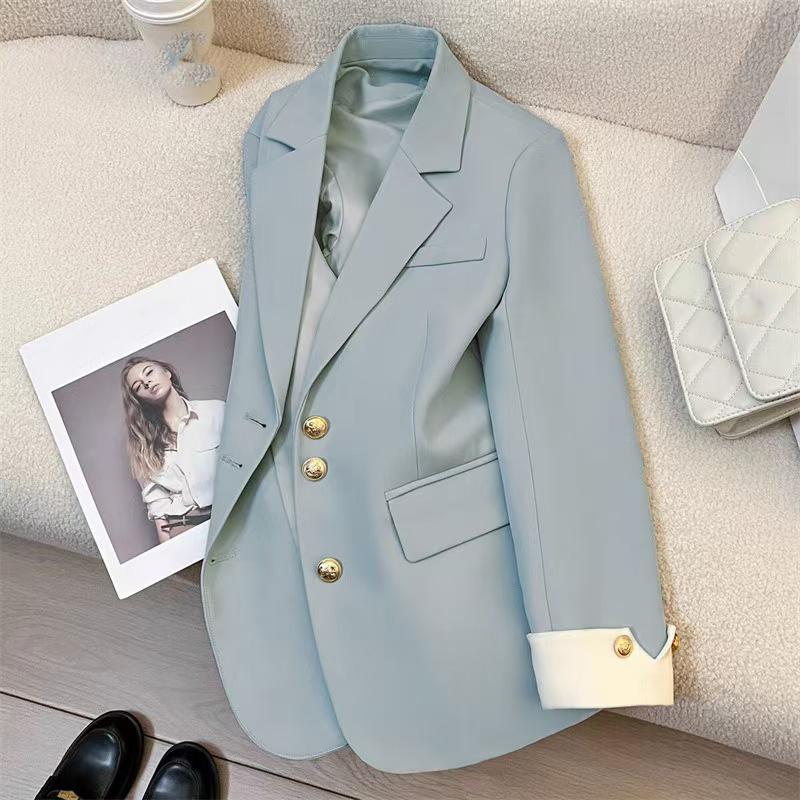 Damenmantel Elegant Sportlich Lässiger Blazer Koreanische Mode Jacke Frühling Herbst Büro Damenmantel