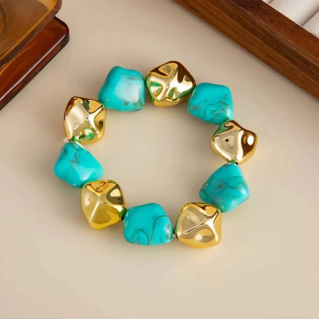IngeSight.Z 8 Colors Boho Acrylic Irregular Bead Chain Bracelets Women Vintage Geometric Handmade Bangle Couple Jewelry Pulsera