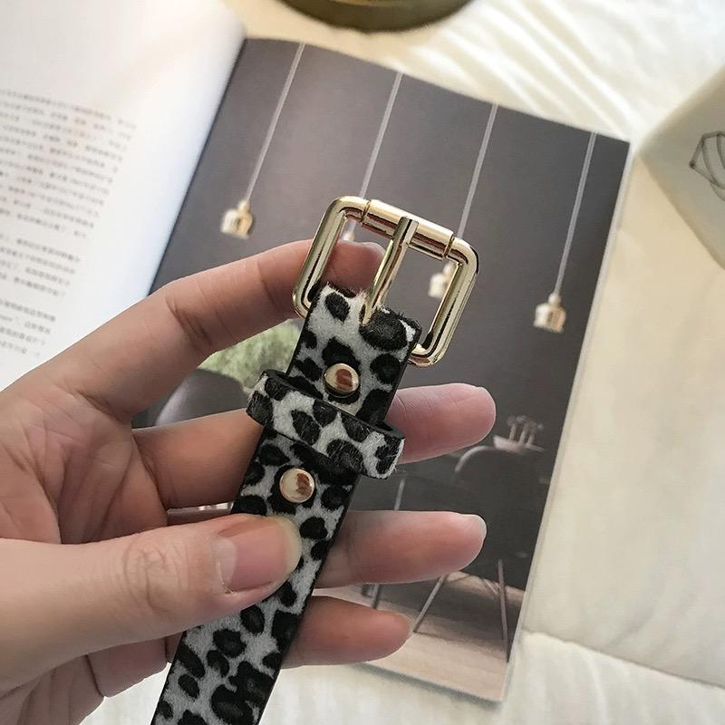 Leopard Square Buckle Snake Pattern Belt Thin Belt Fashionable and Simple Versatile Jeans Decoration Instagram Belt for Wo