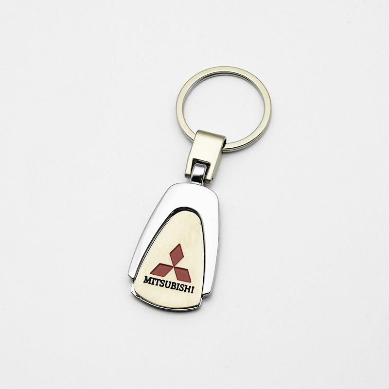 For Mitsubishi Outlander ASX Eclipse Cross Pajero Lancer 3D Metal Leather Car Styling Keychain Key Rings Key Holder Accessories
