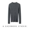 Women's Striped Slim-Fit Cashmere Knit Half-High Neck Top for Fall/Winter