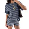 Womens Casual Two Piece Set Short Sleeve Top and Shorts Knitted Lounge Wear Soft Fabric Comfortable Fit