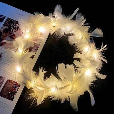 LED Adjustable Wreath for Children Adults Luminous Angel Goose Feather Wreath Feather Flash Headdress Holiday Wedding Gif