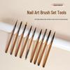 9-Piece Brown Nail Art Brush Set: Japanese Brushes with Semi-Transparent Rods for Gel and Liner Applications