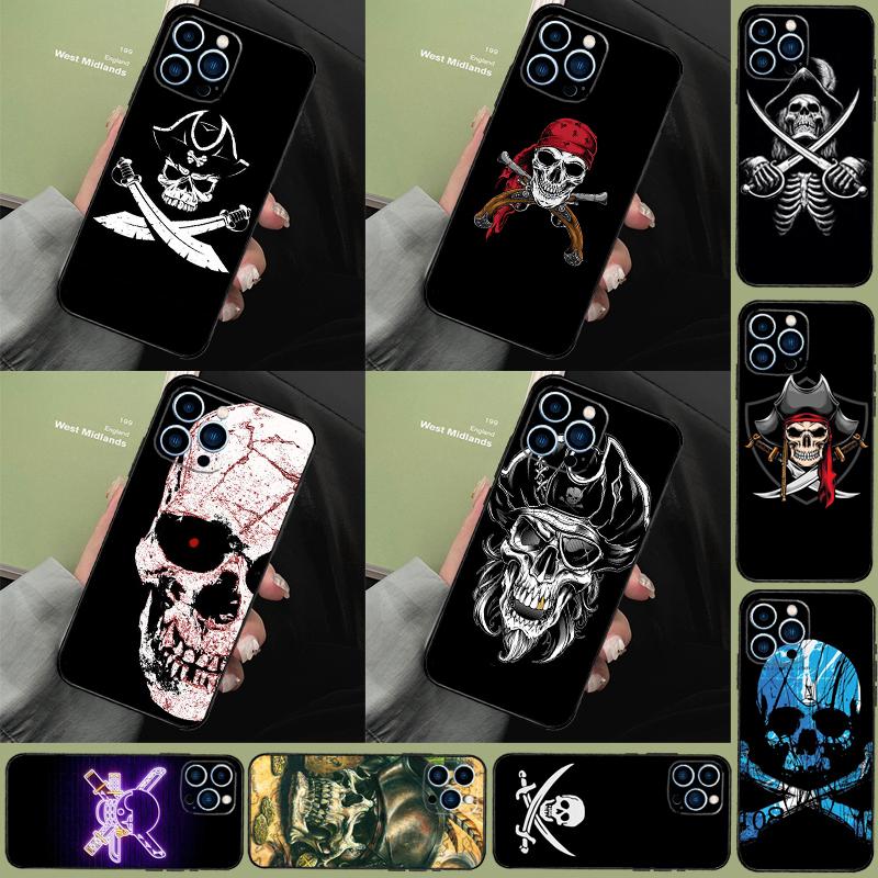 Pirate Skull Funda Case For iPhone 15 14 16 Pro Max 11 12 13 Pro Max Mini XR 16e 16 15 Plus Phone Cover