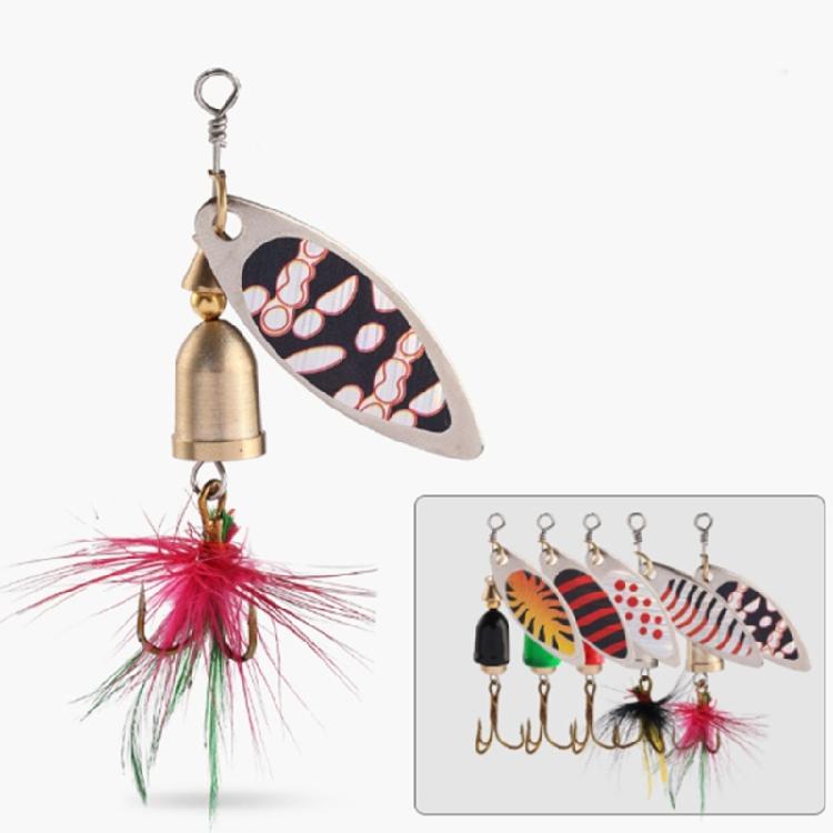 5Pcs Metal Spoon Spinner Lure Long Cast Metal Rotating Fishing Lure Hard Metal Spinner Baits with Hook Enduring