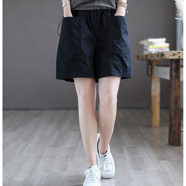 100% Cotton Short Pants Women's Summer Outside Wear High Waist Cover Thighs Show Thin Loose Five Points Casual Wide Leg Pants