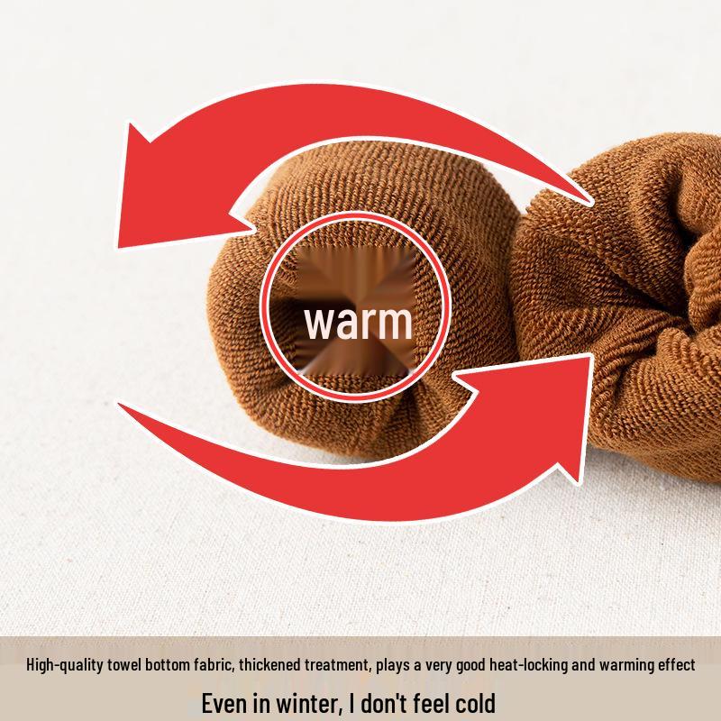 Men's Mid-Calf Towel Socks - Fleece-Lined, Odor-Resistant, Thick Warm Terry Socks for Autumn and Winter.