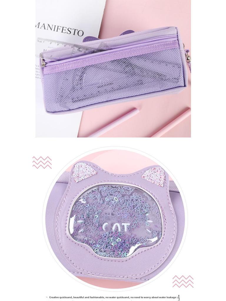Quicksand Cute Stationery Bag: Large-Capacity Multifunctional Pencil Case
