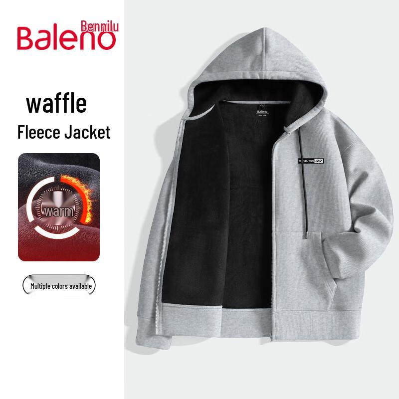 Baleno Men's Waffle Knit Fleece-Lined Hooded Jacket