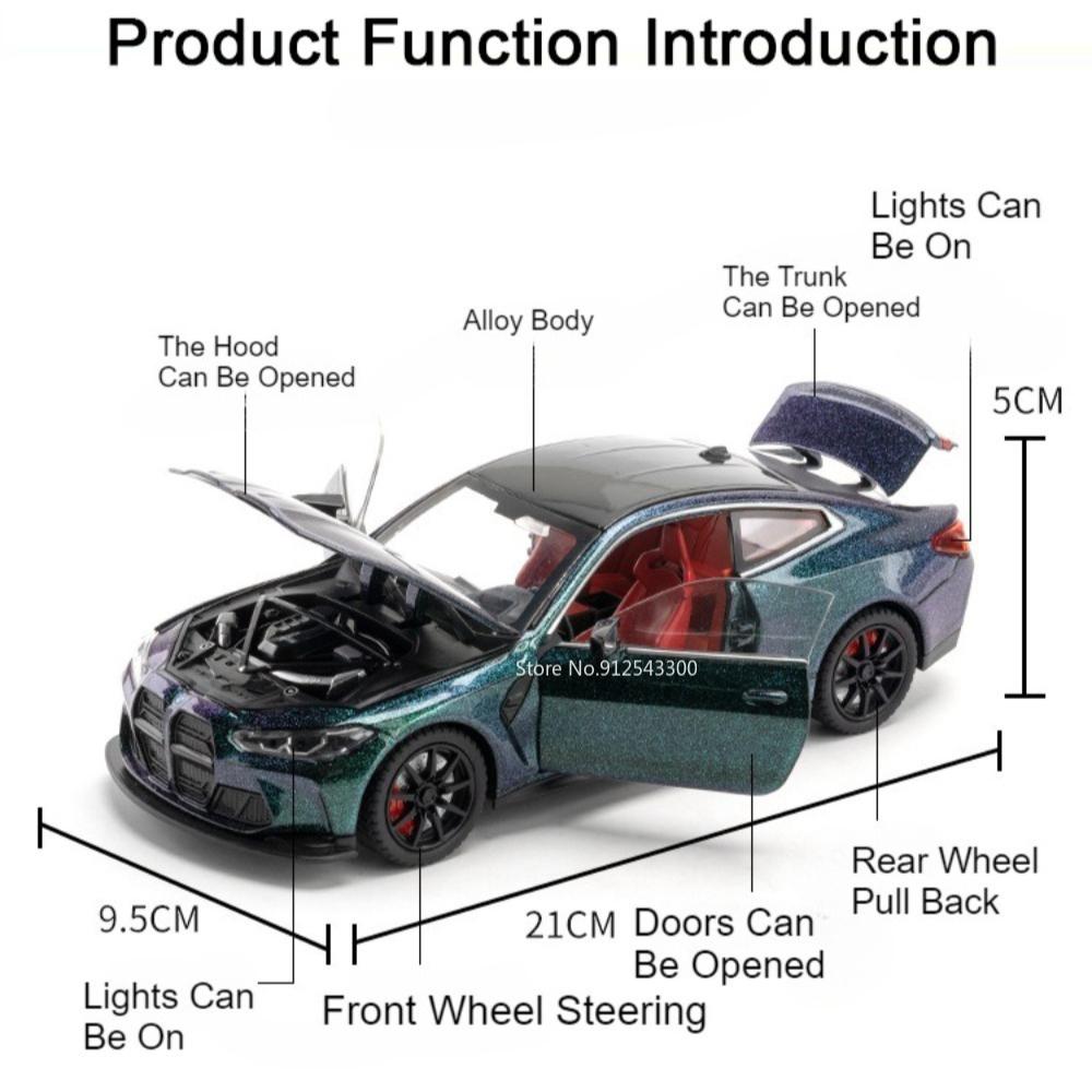1:24 M3 M4 Toy Car Model Toy Metal Diecast Doors Opened Pull Back Simulation Vehicle Models Toys Kids Decorative Presents
