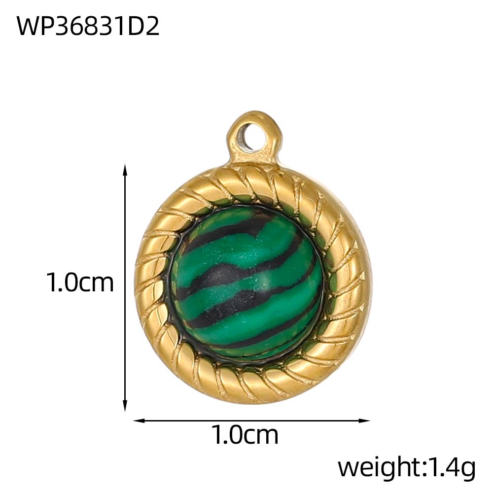 CARLIDANA Vintage Stainless Steel Pendant Gold Plated Multi-Colored Round Natural Stone Handmade Diy Necklace Jewelry Charms