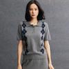 Cardigan en tricot cachemire pour femme à col polo diamant anti-âge