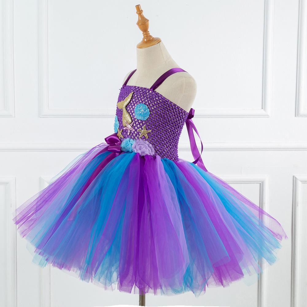 Mermaid Girl Tutu Dress with Headwear - Mesh Princess Dress for Cosplay and Stage Performances