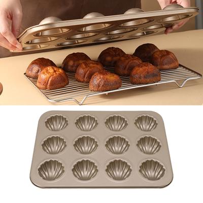 Shell Shaped Baking Mold 12 Cavity Baking Mold Carbon Steel Shell Shaped Trays Baking Pan Mold for Cookie Cake Chocolate
