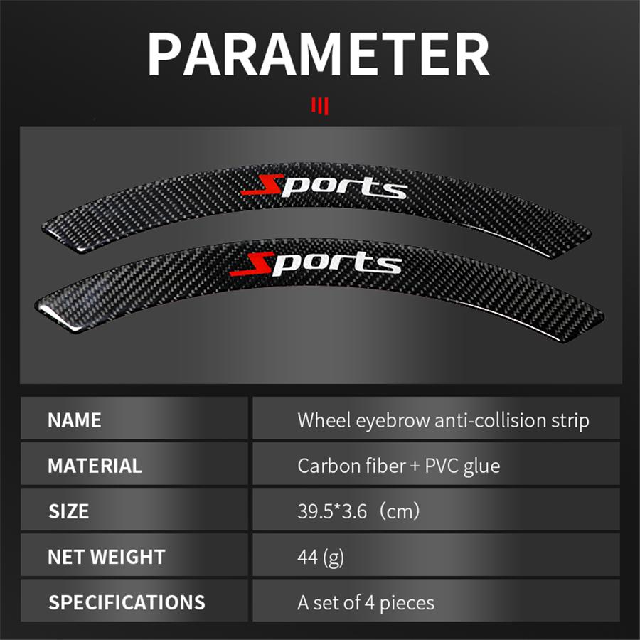 4x Carbon Fiber Fender Flares Arch Wheel Eyebrow Protector Stickers Sports Style