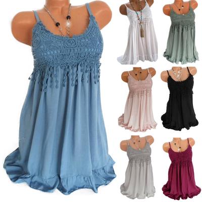 Women's Sleeveless Beach Vest Skirt Lace Dress Oversized Vest Skirt