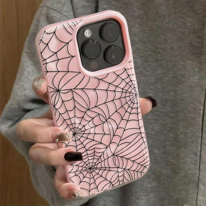 Black Spider Web Silicone Case For iPhone 13 16 15 14 12 Pro Cover for iPhone 15 16 Plus 13 11 12 14 15 16 17 Air Pro Max Cases