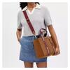 COACH Smith 35 Logo Logo Refined Pebbled Leather Tote Bag Tote Bag Shopping Bag Shoulder Crossbody Handbag Large Women's Silver and Penny Multicolor