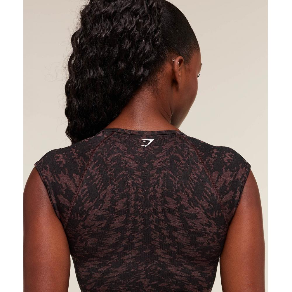 Gymshark Adapt Houndstooth Midi Top Black Reset Pink B5b8h Kc4l