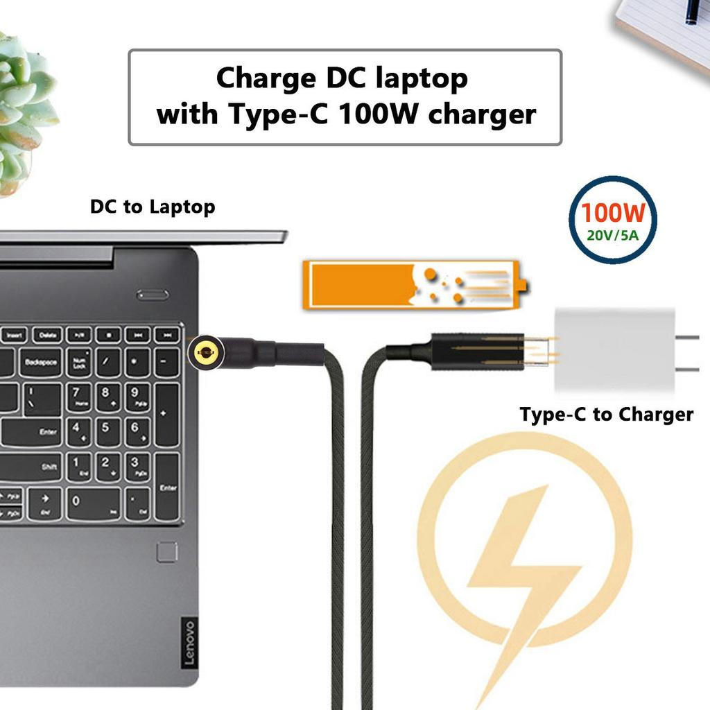 UC-110-5525MM 1.8m USB-C zu DC 5.5x2.5mm Kabel PD 100W Nylon Geflecht Ladekabel für Laptop