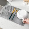 S/M/LSilicone Draining Board Mat Drying Pad Folding Heat  Machine Mat with Raised Edges Countertop Mats Dish for Kitchen Pot Cup