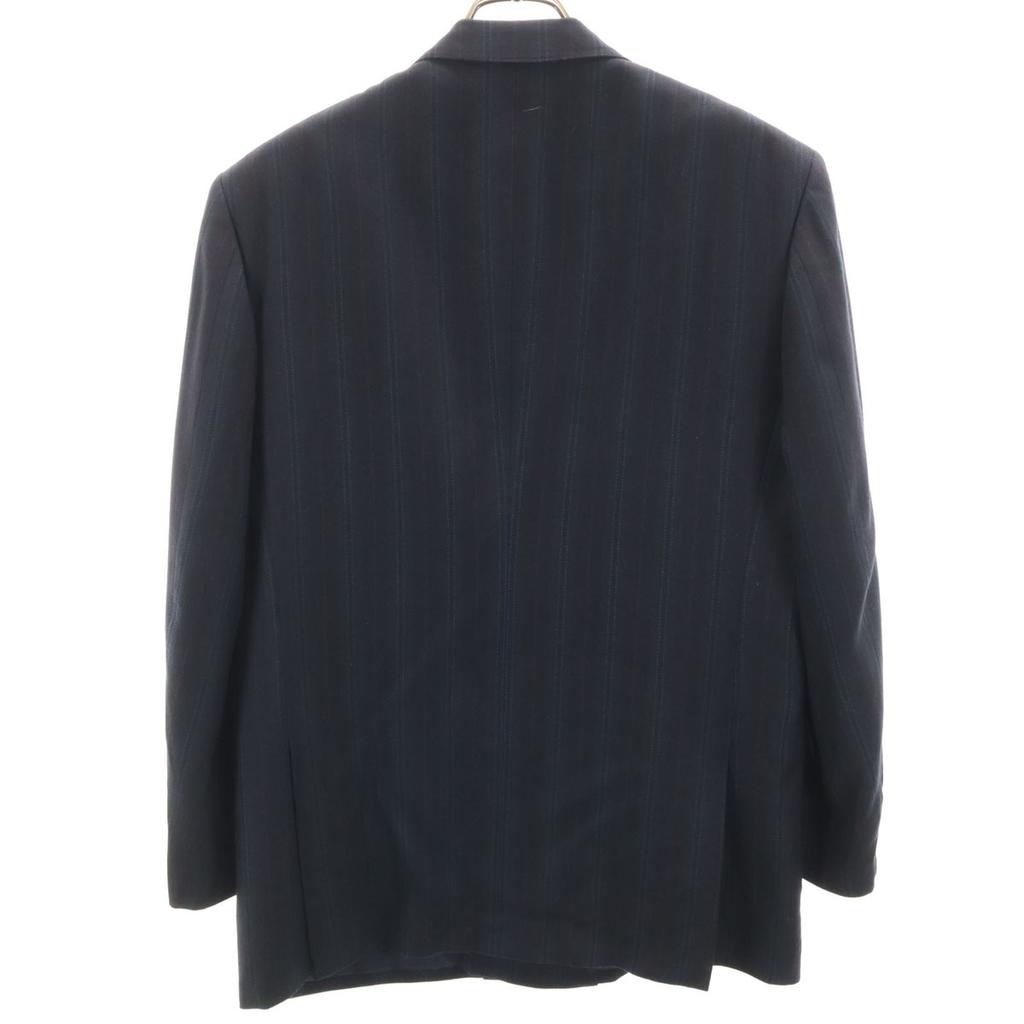 Lanvin 80er 90er Seiden-Woll-Mischung alte Streifen maßgeschneiderte Jacke R46-44 Marineblau Herren Gebraucht