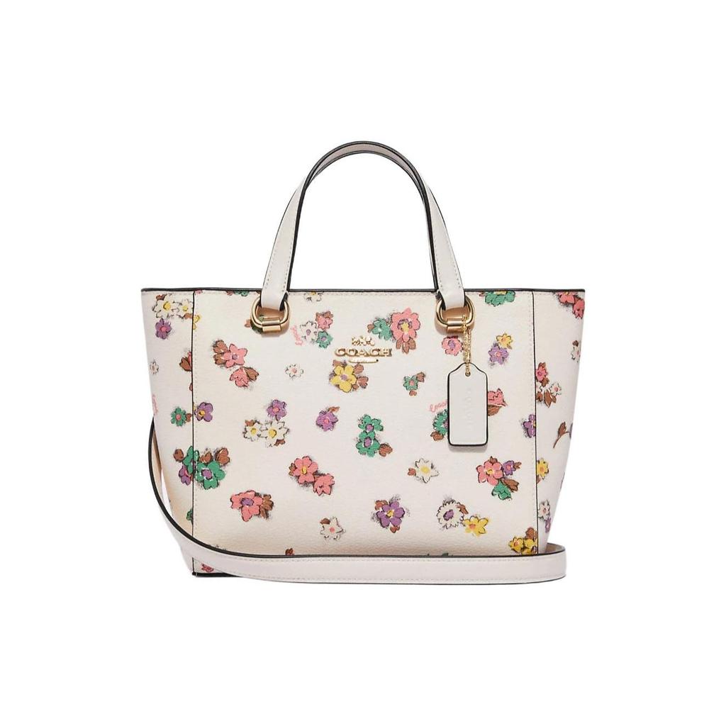 Coach Alice 21 Floral Print Zipper Closure Coated Canvas And Smooth Leather Handbag Shoulder Bag Crossbody Bag Small Women Handbags White CA228-IMCAH