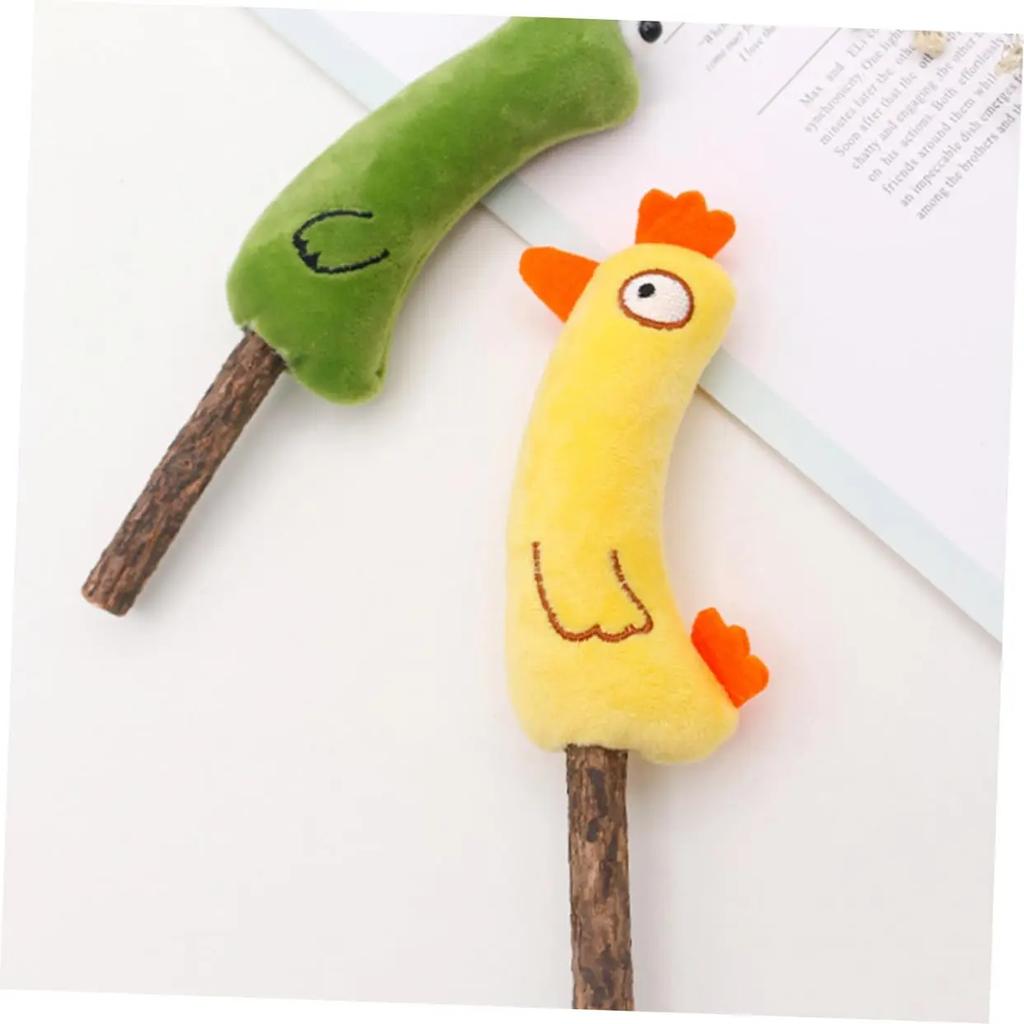 Cat Teething Stick Natural Wood Molar Rods for Dogs Teething Cat Plush Toys Dental Care Chewing Stick Toy Grinding Teeth Rod