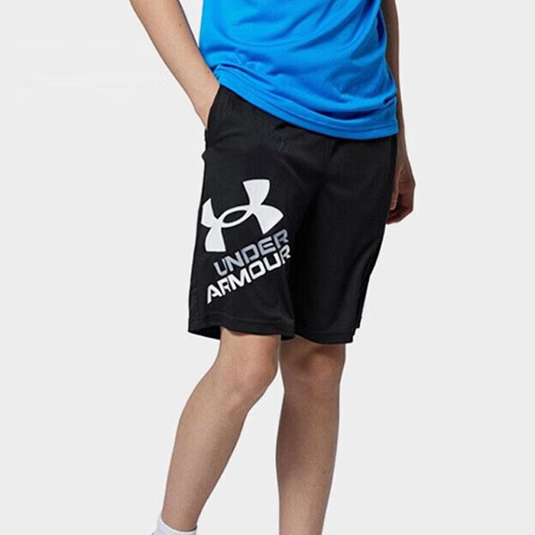 Under Armour Straight Leg Five-Point Shorts With Letter Logo Print Kids shorts Black 1361817-001