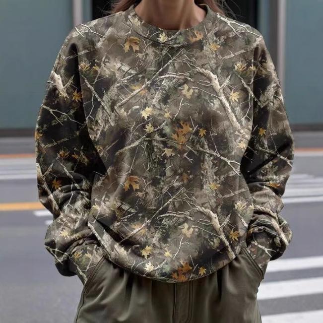 

Women s 3D Branch Print Round Neck Sweatshirt - Autumn & Winter Long Sleeve Versatile Jacket XS