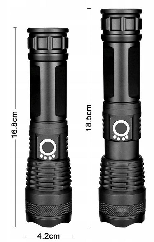 LED tactical flashlight, rechargeable, powerful, survival, forest, as a gift