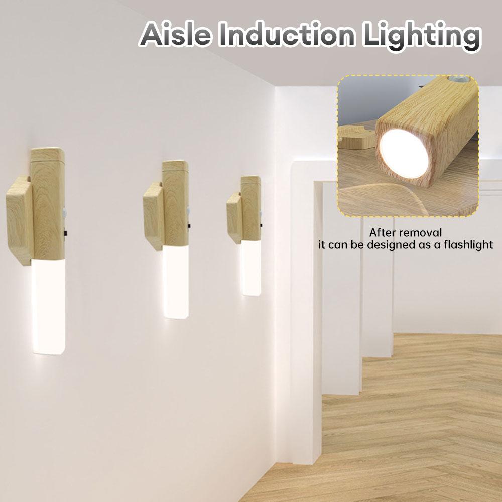 LED Night Light PIR Motion Sensor Magnetic Wall Lamp USB Rechargeable Lights Home Kitchen Bedroom Cabinet Closet Light