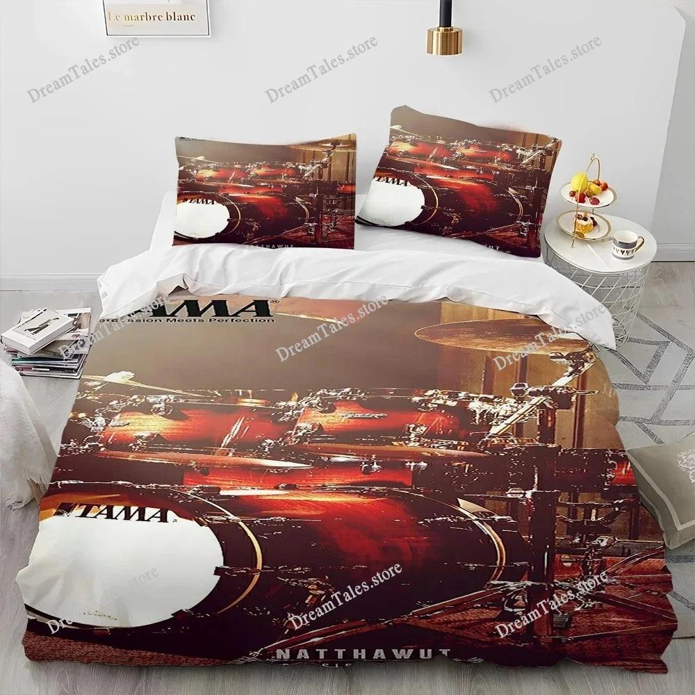 3D Schlagzeug Musikinstrumente Bettdecke Bettwäsche-Set, Bettbezug Bett-Set Steppdeckenbezug Kissenbezug, King Queen Size Bettwäsche-Set Geschenk