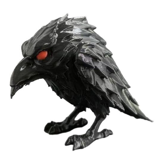 3D Printed Dark Crow Figurine Spooky Raven Statue Sculpture Realistic