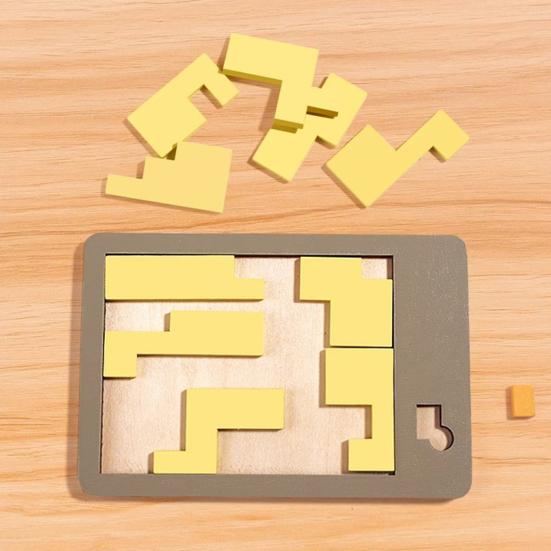 1/5Pcs Wooden Block Puzzle Challenge Game Disappearing Triangle Rectangle Rhombus Parallelogram Jigsaw Puzzle Game Educational Puzzle Toy