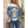 Merry Christmas 3D Print Crew Neck Long Sleeve T-Shirt Fashion Women Clothing Casual Y2k Clothes Harajuku Female Clothing