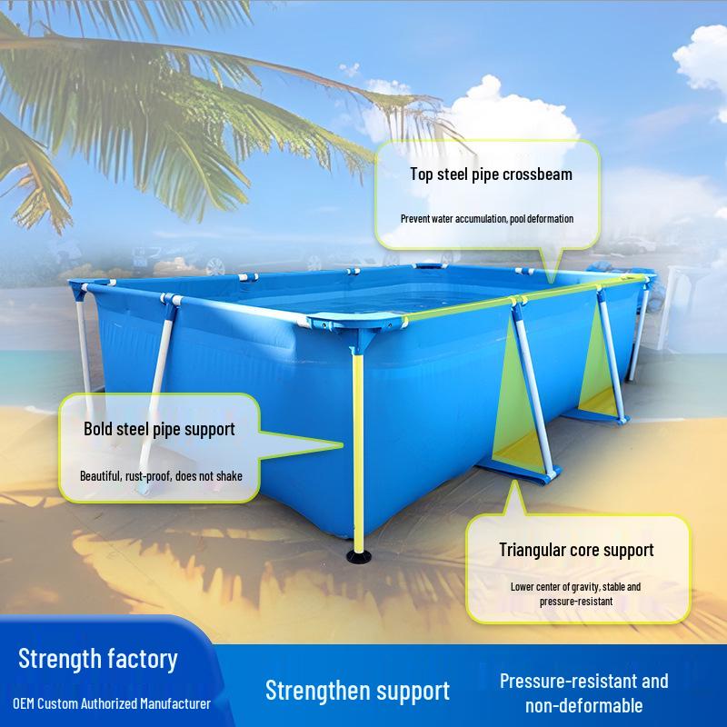 Square Canvas Swimming Pool: Thickened, Foldable Frame for Children & Home Use