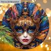 Carnival Mask Theme Round Wooden Sign, Home Wall Craft Decoration, Wooden Holiday Statue Decoration for Home, Office, Party Ideal for Mardi Gras Gifts