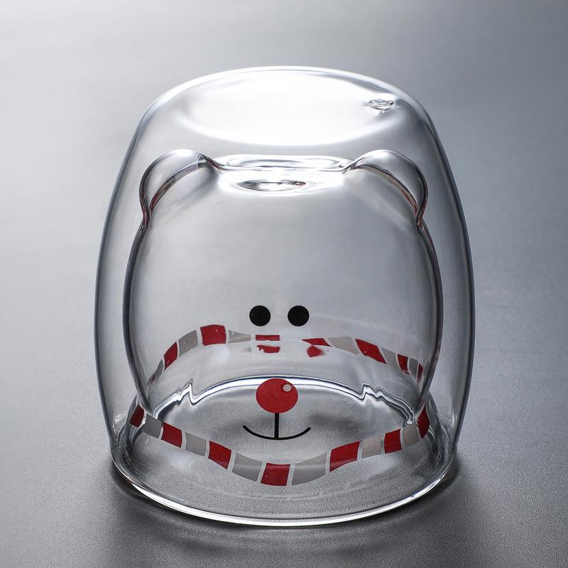 Double-Layer Cartoon Bear Insulated Glass Cup